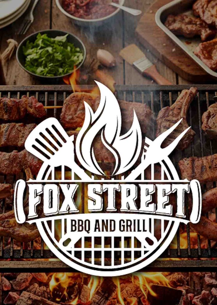 Food cooking on BBQ pit